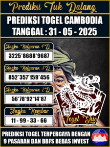 Prediksi Togel Pasaran CAMBODIA Hari ini – Sabtu 31 Mei 2025