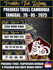 Prediksi Togel Pasaran CAMBODIA Hari ini – Senin 26 Mei 2025