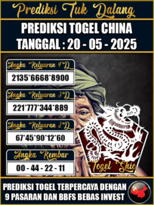 Prediksi Togel Pasaran CHINA Hari ini – Selasa 20 Mei 2025