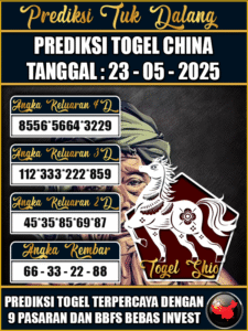 Prediksi Togel Pasaran CHINA Hari ini – Jumat 23 Mei 2025