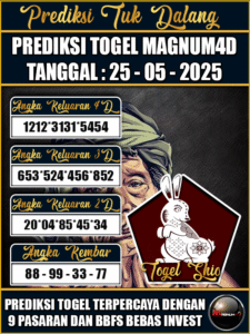 Prediksi Togel Pasaran MAGNUM4D Hari ini – Minggu 25 Mei 2025