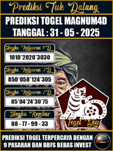 Prediksi Togel Pasaran MAGNUM4D Hari ini – Sabtu 31 Mei 2025