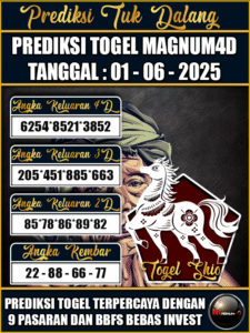 Prediksi Togel Pasaran MAGNUM4D Hari ini – Minggu 01 Juni 2025