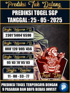 Prediksi Togel Pasaran SINGAPORE Hari ini – Minggu 25 Mei 2025