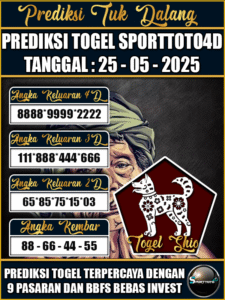 Prediksi Togel Pasaran SPORTTOTO4D Hari ini – Minggu 25 Mei 2025