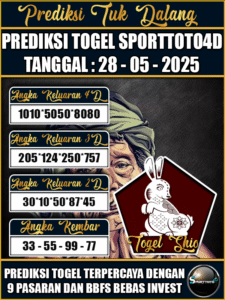 Prediksi Togel Pasaran SPORTTOTO4D Hari ini – Rabu 28 Mei 2025