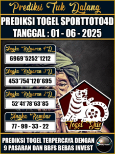 Prediksi Togel Pasaran SPORTTOTO4D Hari ini – Minggu 01 Juni 2025
