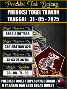 Prediksi Togel Pasaran TAIWAN Hari ini – Sabtu 31 Mei 2025