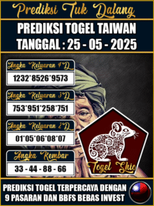 Prediksi Togel Pasaran TAIWAN Hari ini – Minggu 25 Mei 2025