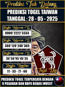 Prediksi Togel Pasaran TAIWAN Hari ini – Rabu 28 Mei 2025