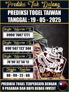 Prediksi Togel Pasaran TAIWAN Hari ini - Senin 19 Mei 2025