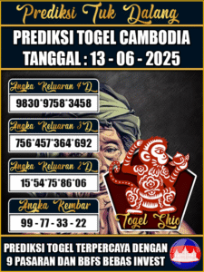 Prediksi Togel Pasaran CAMBODIA Hari ini – Jumat 13 Juni 2025