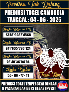 Prediksi Togel Pasaran CAMBODIA Hari ini – Rabu 04 Juni 2025