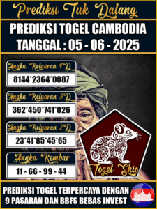 Prediksi Togel Pasaran CAMBODIA Hari ini – Kamis 05 Juni 2025