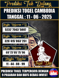 Prediksi Togel Pasaran CAMBODIA Hari ini – Rabu 11 Juni 2025