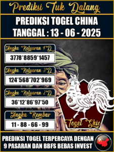 Prediksi Togel Pasaran CHINA Hari ini – Jumat 13 Juni 2025