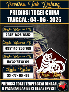 Prediksi Togel Pasaran CHINA Hari ini – Rabu 04 Juni 2025