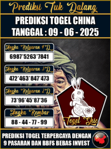 Prediksi Togel Pasaran CHINA Hari ini – Senin 09 Juni 2025