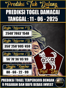 Prediksi Togel Pasaran DAMACAI Hari ini – Rabu 11 Juni 2025