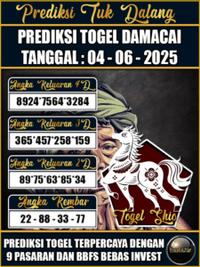 Prediksi Togel Pasaran DAMACAI Hari ini – Rabu 04 Juni 2025