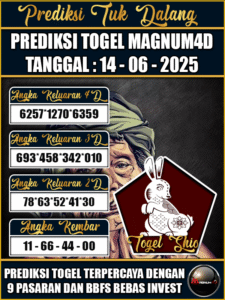 Prediksi Togel Pasaran MAGNUM4D Hari ini – Sabtu 14 Juni 2025