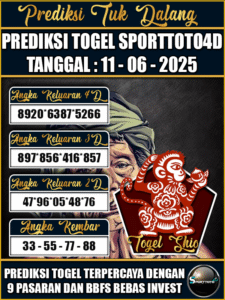 Prediksi Togel Pasaran SPORTTOTO4D Hari ini – Rabu 11 Juni 2025