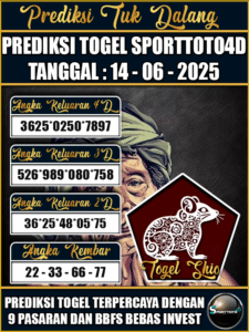Prediksi Togel Pasaran SPORTTOTO4D Hari ini – Sabtu 14 Juni 2025