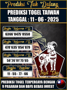 Prediksi Togel Pasaran TAIWAN Hari ini – Rabu 11 Juni 2025